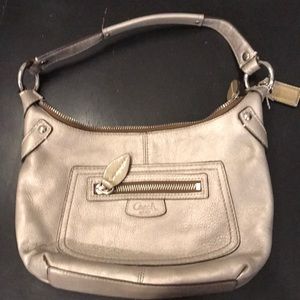 Coach silver metallic mini hobo